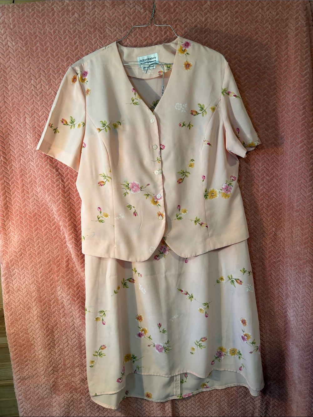 Delicate Pink Floral A-Line Skirt and top set Feminine Everyday Style